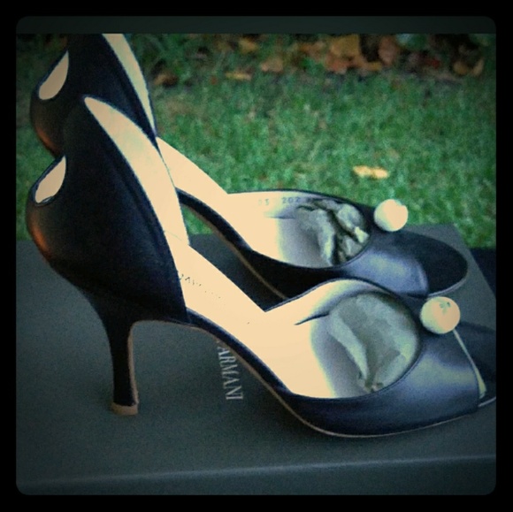 Emporio Armani Shoes - EMPORIO ARMANI WOMENS BLACK HIGH HEELS OPEN TOE.